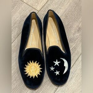 Stubbs & Wootton Palm Beach Sun and Moon Needlepoint ballet flats size 8.5